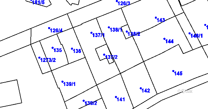 Parcela st. 137/2 v KÚ Kynšperk nad Ohří, Katastrální mapa