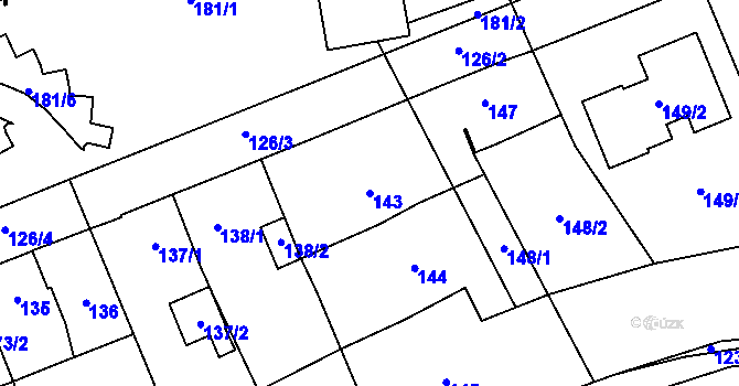 Parcela st. 143 v KÚ Kynšperk nad Ohří, Katastrální mapa