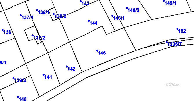 Parcela st. 145 v KÚ Kynšperk nad Ohří, Katastrální mapa