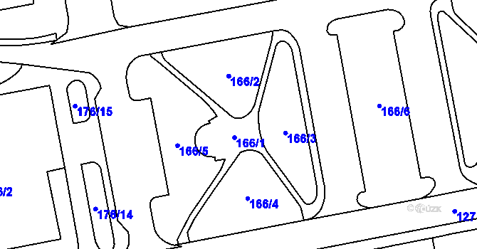 Parcela st. 166 v KÚ Kynšperk nad Ohří, Katastrální mapa