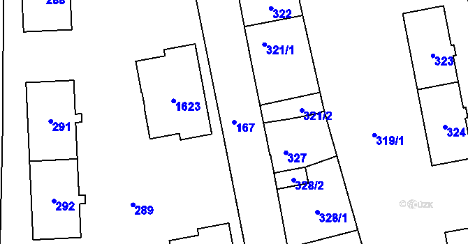 Parcela st. 167 v KÚ Kynšperk nad Ohří, Katastrální mapa