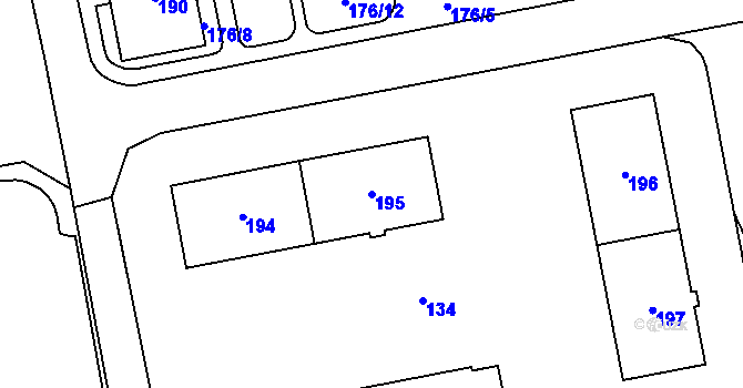 Parcela st. 195 v KÚ Kynšperk nad Ohří, Katastrální mapa