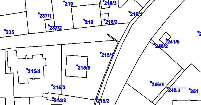 Parcela st. 215/1 v KÚ Kynšperk nad Ohří, Katastrální mapa