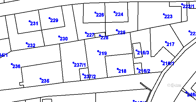 Parcela st. 219 v KÚ Kynšperk nad Ohří, Katastrální mapa