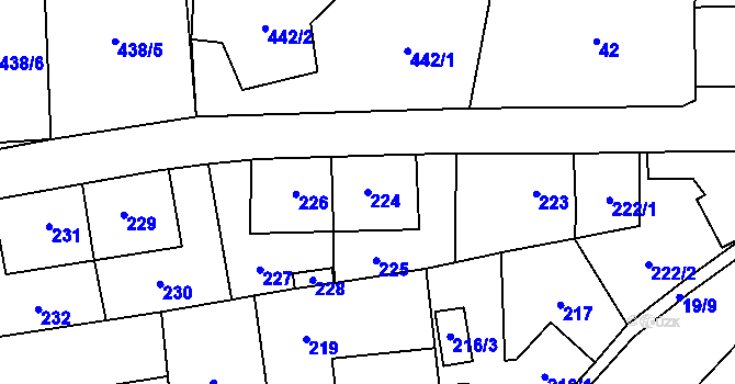 Parcela st. 224 v KÚ Kynšperk nad Ohří, Katastrální mapa