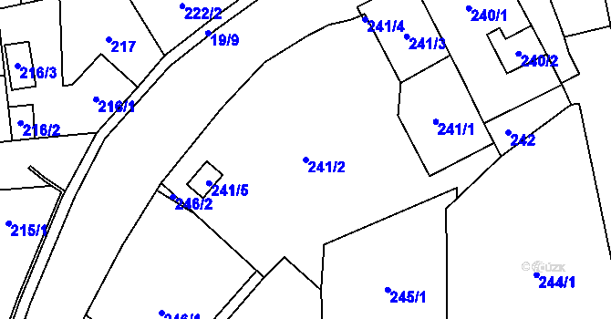Parcela st. 241/2 v KÚ Kynšperk nad Ohří, Katastrální mapa