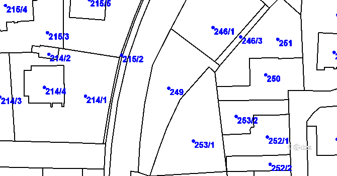 Parcela st. 249 v KÚ Kynšperk nad Ohří, Katastrální mapa