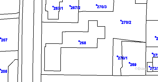 Parcela st. 268 v KÚ Kynšperk nad Ohří, Katastrální mapa