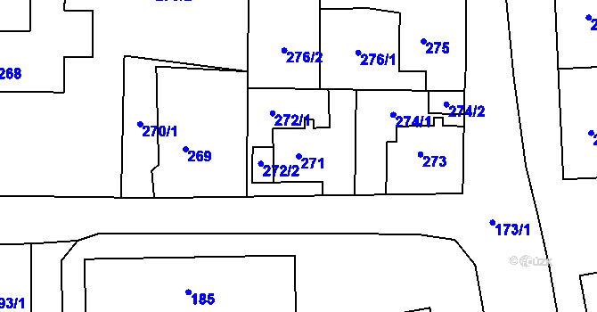 Parcela st. 271 v KÚ Kynšperk nad Ohří, Katastrální mapa