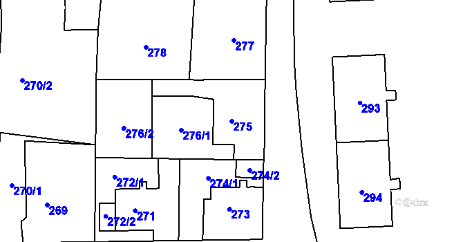 Parcela st. 275 v KÚ Kynšperk nad Ohří, Katastrální mapa