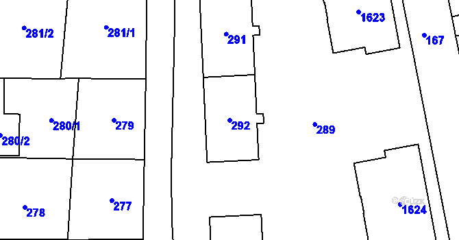 Parcela st. 292 v KÚ Kynšperk nad Ohří, Katastrální mapa