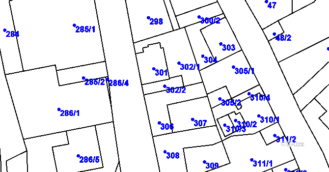 Parcela st. 302/2 v KÚ Kynšperk nad Ohří, Katastrální mapa