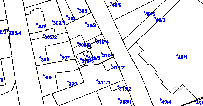 Parcela st. 310/1 v KÚ Kynšperk nad Ohří, Katastrální mapa