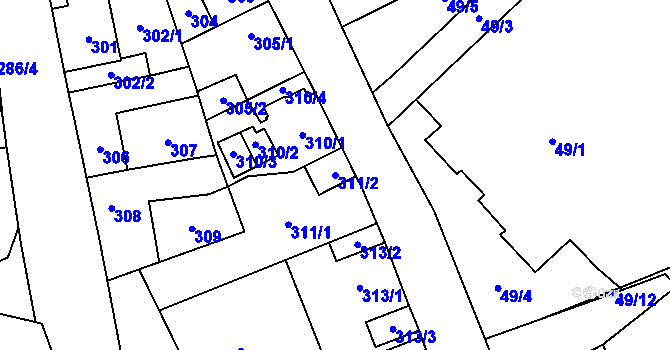Parcela st. 311/2 v KÚ Kynšperk nad Ohří, Katastrální mapa
