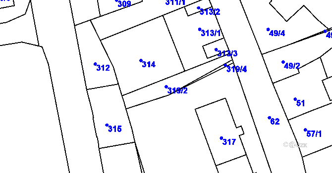 Parcela st. 319/2 v KÚ Kynšperk nad Ohří, Katastrální mapa