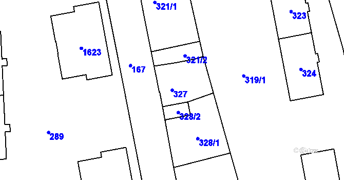 Parcela st. 327 v KÚ Kynšperk nad Ohří, Katastrální mapa