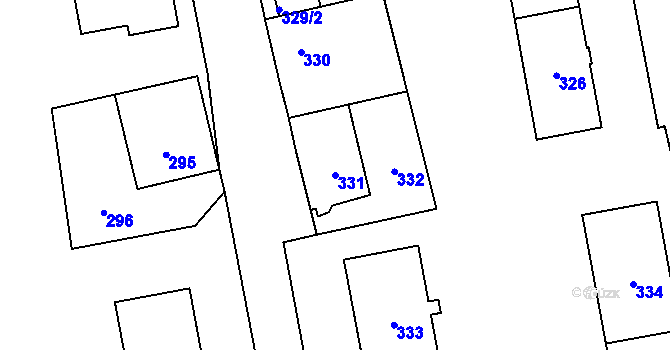 Parcela st. 331 v KÚ Kynšperk nad Ohří, Katastrální mapa