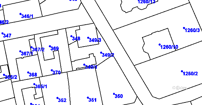 Parcela st. 349/2 v KÚ Kynšperk nad Ohří, Katastrální mapa
