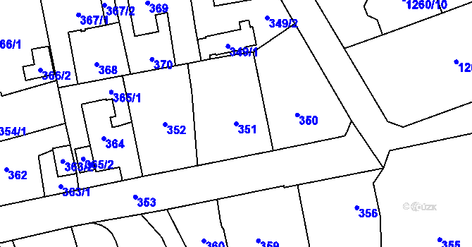 Parcela st. 351 v KÚ Kynšperk nad Ohří, Katastrální mapa