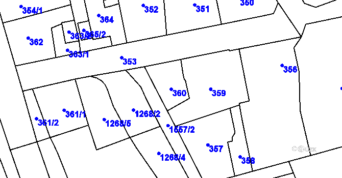 Parcela st. 360 v KÚ Kynšperk nad Ohří, Katastrální mapa