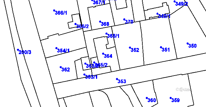 Parcela st. 364 v KÚ Kynšperk nad Ohří, Katastrální mapa