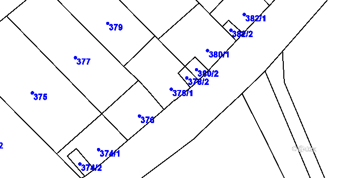 Parcela st. 378/1 v KÚ Kynšperk nad Ohří, Katastrální mapa