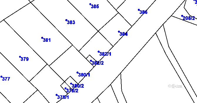 Parcela st. 382/1 v KÚ Kynšperk nad Ohří, Katastrální mapa