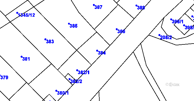 Parcela st. 384 v KÚ Kynšperk nad Ohří, Katastrální mapa