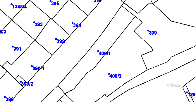Parcela st. 400/1 v KÚ Kynšperk nad Ohří, Katastrální mapa