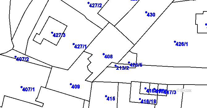Parcela st. 408 v KÚ Kynšperk nad Ohří, Katastrální mapa