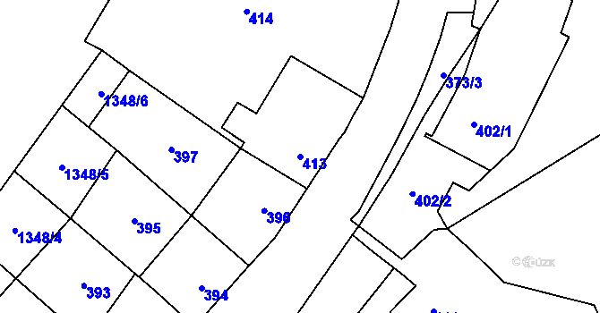 Parcela st. 413 v KÚ Kynšperk nad Ohří, Katastrální mapa