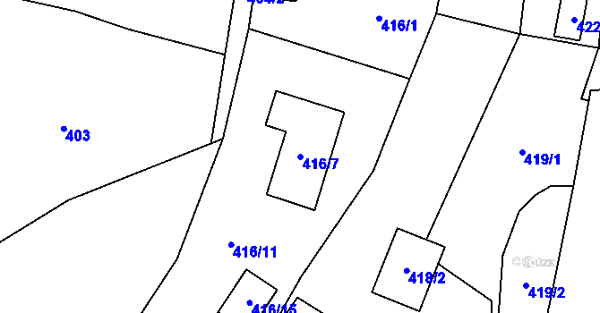 Parcela st. 416/7 v KÚ Kynšperk nad Ohří, Katastrální mapa