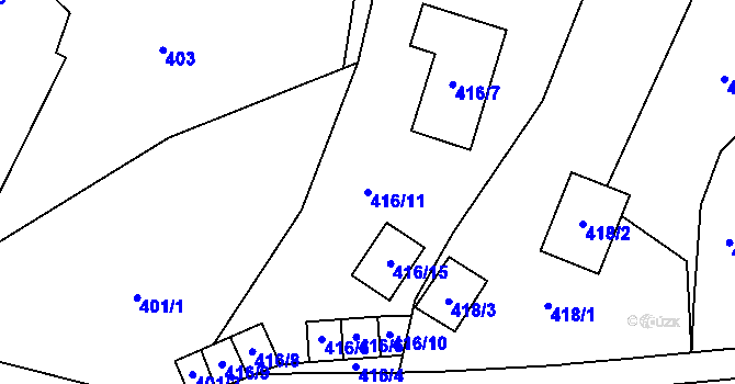 Parcela st. 416/11 v KÚ Kynšperk nad Ohří, Katastrální mapa