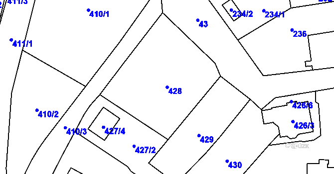 Parcela st. 428 v KÚ Kynšperk nad Ohří, Katastrální mapa