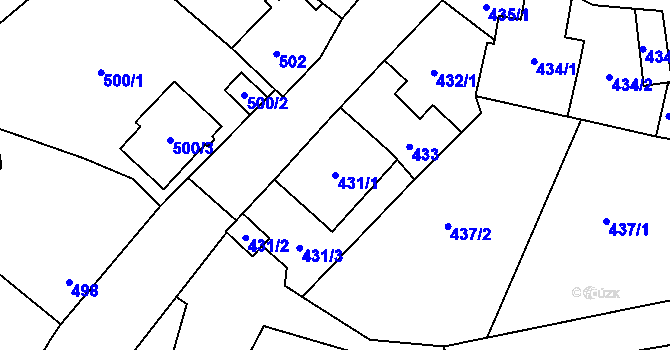 Parcela st. 431/1 v KÚ Kynšperk nad Ohří, Katastrální mapa