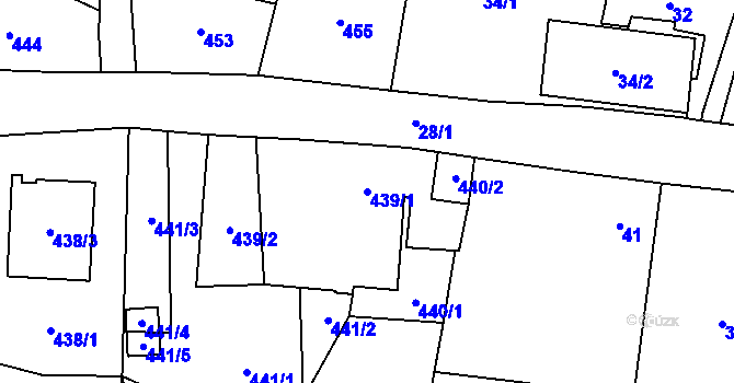 Parcela st. 439/1 v KÚ Kynšperk nad Ohří, Katastrální mapa