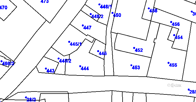 Parcela st. 446 v KÚ Kynšperk nad Ohří, Katastrální mapa