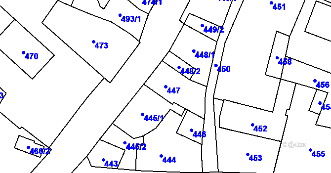Parcela st. 447 v KÚ Kynšperk nad Ohří, Katastrální mapa