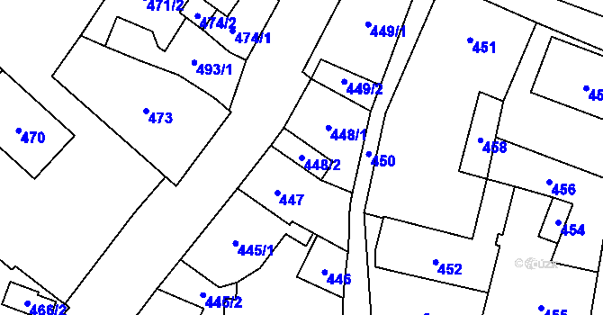 Parcela st. 448/2 v KÚ Kynšperk nad Ohří, Katastrální mapa