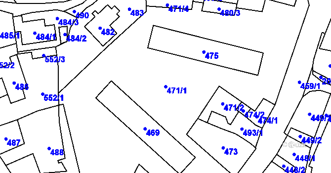 Parcela st. 471/1 v KÚ Kynšperk nad Ohří, Katastrální mapa
