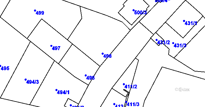 Parcela st. 498 v KÚ Kynšperk nad Ohří, Katastrální mapa