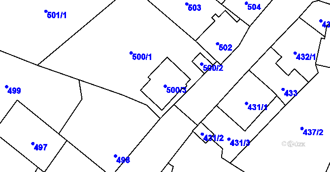 Parcela st. 500/3 v KÚ Kynšperk nad Ohří, Katastrální mapa