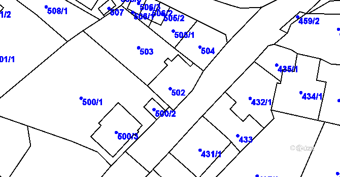 Parcela st. 502 v KÚ Kynšperk nad Ohří, Katastrální mapa