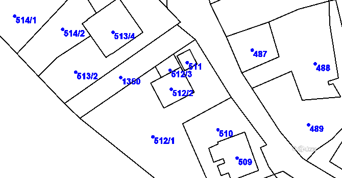 Parcela st. 512/2 v KÚ Kynšperk nad Ohří, Katastrální mapa