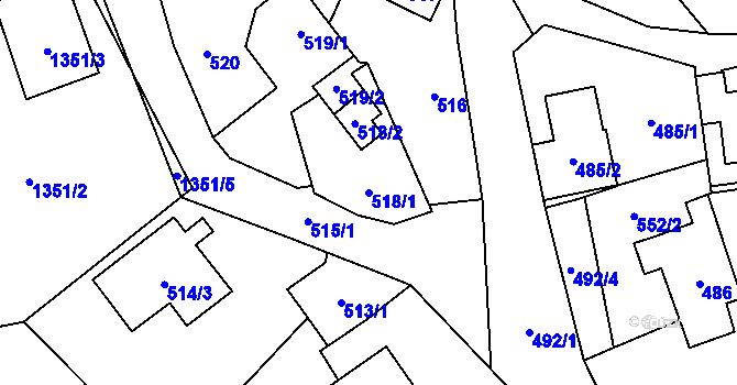 Parcela st. 518/1 v KÚ Kynšperk nad Ohří, Katastrální mapa