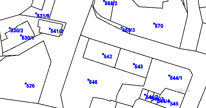 Parcela st. 542 v KÚ Kynšperk nad Ohří, Katastrální mapa