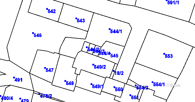 Parcela st. 544/4 v KÚ Kynšperk nad Ohří, Katastrální mapa