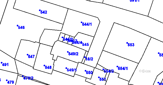 Parcela st. 545 v KÚ Kynšperk nad Ohří, Katastrální mapa