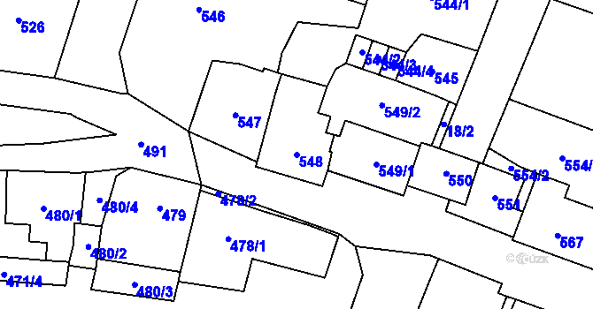 Parcela st. 548 v KÚ Kynšperk nad Ohří, Katastrální mapa