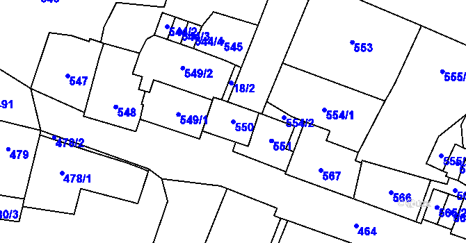 Parcela st. 550 v KÚ Kynšperk nad Ohří, Katastrální mapa